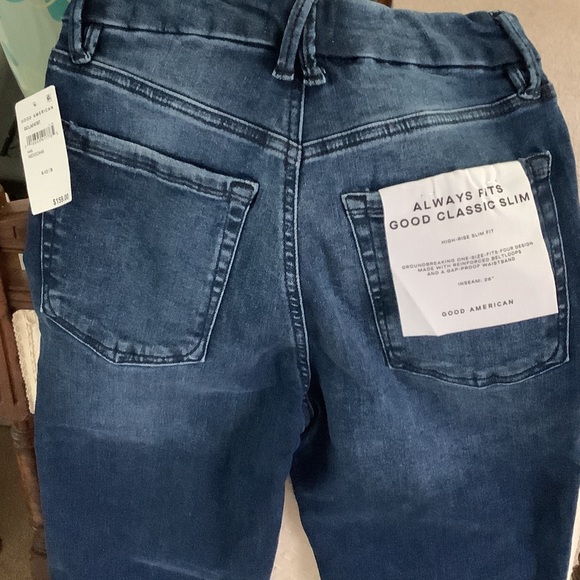 Good American Denim - NWT Good American High-Rise Slim Jeans in Dark Blue Wash